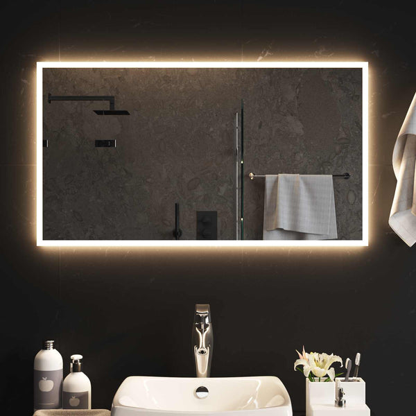 LED kylpyhuonemirror Läpinäkyvä 90 x 50 cm karkaistu lasi