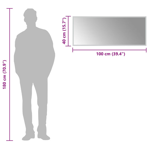 LED kylpyhuonemirror Läpinäkyvä 100 x 40 cm karkaistu lasi