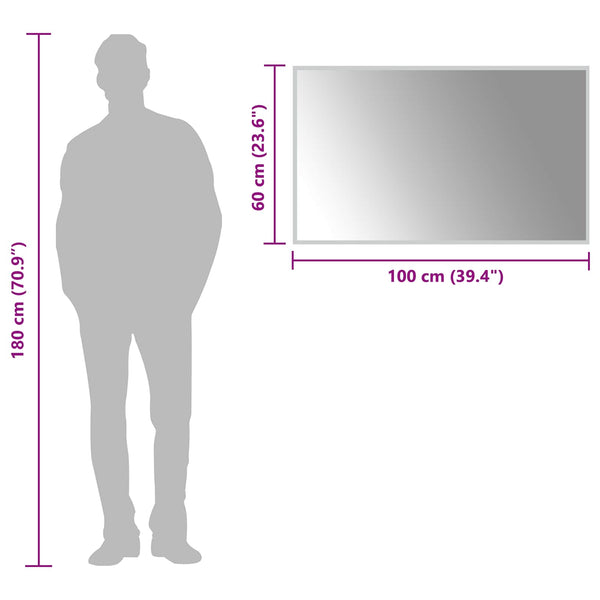 LED kylpyhuonemirror Läpinäkyvä 100 x 60 cm karkaistu lasi