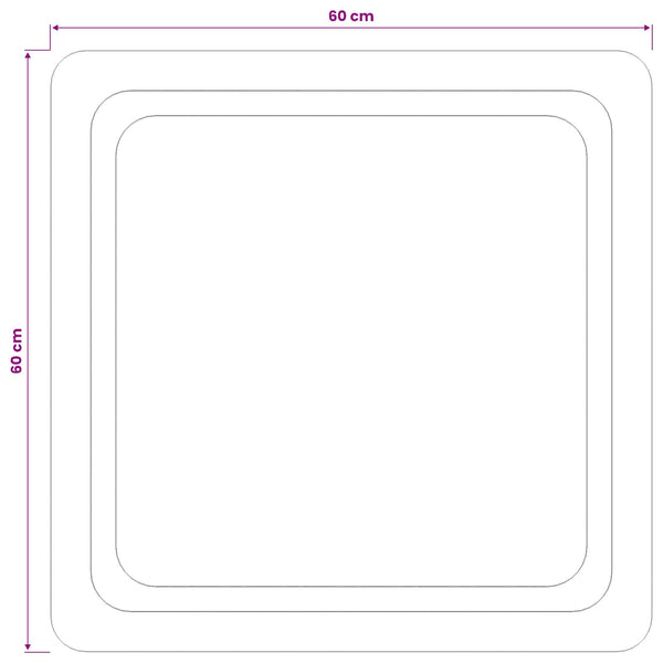LED kylpyhuonemirror Läpinäkyvä 60 x 60 cm karkaistu lasi