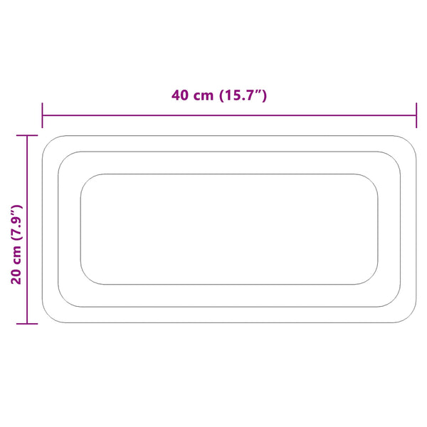 LED kylpyhuonemirror Läpinäkyvä 40 x 20 cm karkaistu lasi