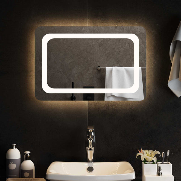 LED kylpyhuonemirror Läpinäkyvä 60 x 40 cm karkaistu lasi