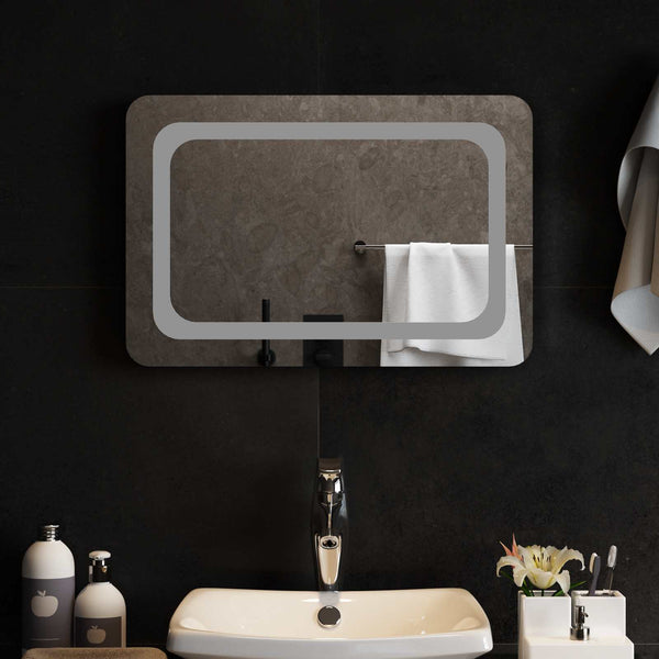 LED kylpyhuonemirror Läpinäkyvä 60 x 40 cm karkaistu lasi