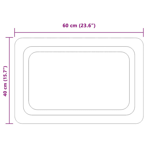 LED kylpyhuonemirror Läpinäkyvä 60 x 40 cm karkaistu lasi