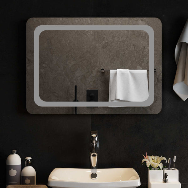 LED kylpyhuonemirror Läpinäkyvä 70 x 50 cm karkaistu lasi