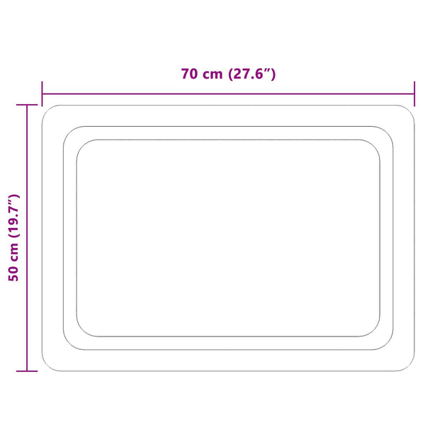 LED kylpyhuonemirror Läpinäkyvä 70 x 50 cm karkaistu lasi