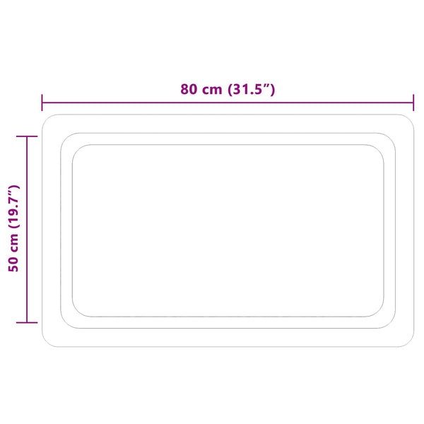 LED kylpyhuonemirror Läpinäkyvä 80 x 50 cm karkaistu lasi