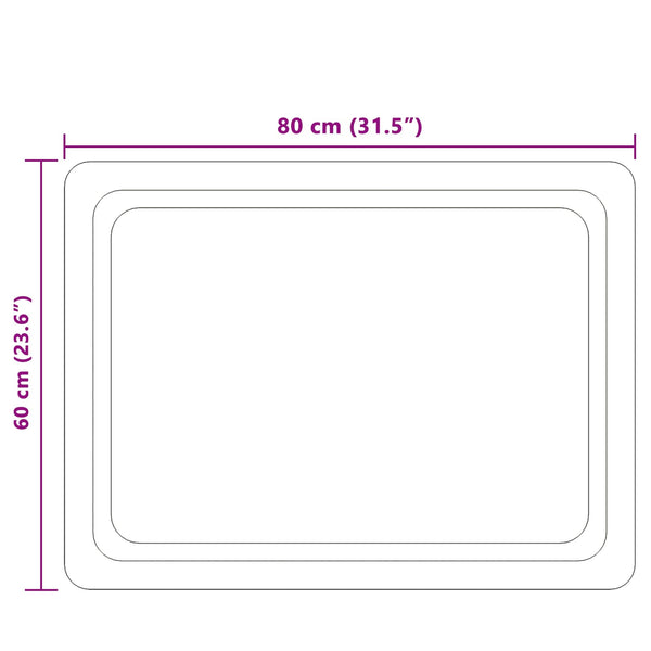 LED kylpyhuonemirror Läpinäkyvä 80 x 60 cm karkaistu lasi