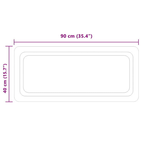 LED kylpyhuonemirror Läpinäkyvä 90 x 40 cm karkaistu lasi