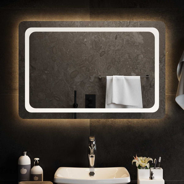 LED kylpyhuonemirror Läpinäkyvä 90 x 60 cm karkaistu lasi