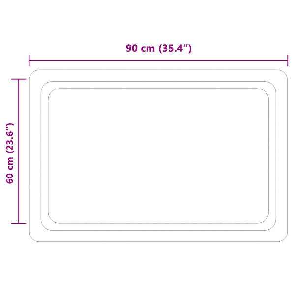 LED kylpyhuonemirror Läpinäkyvä 90 x 60 cm karkaistu lasi