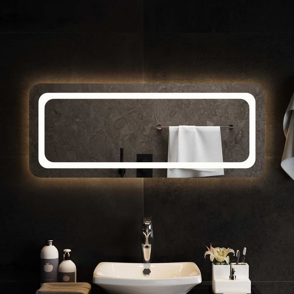 LED kylpyhuonemirror Läpinäkyvä 100 x 40 cm karkaistu lasi