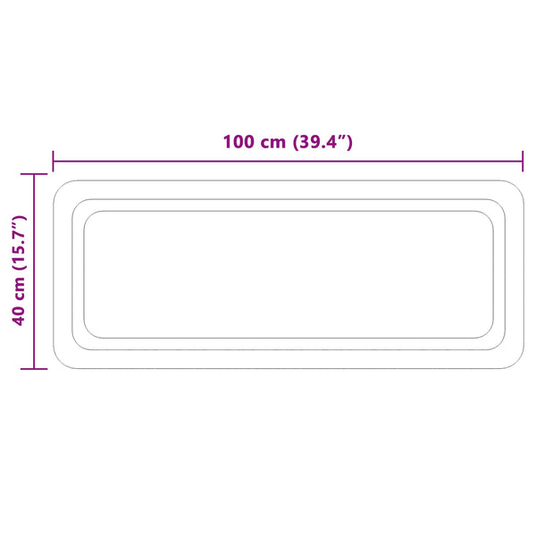 LED kylpyhuonemirror Läpinäkyvä 100 x 40 cm karkaistu lasi