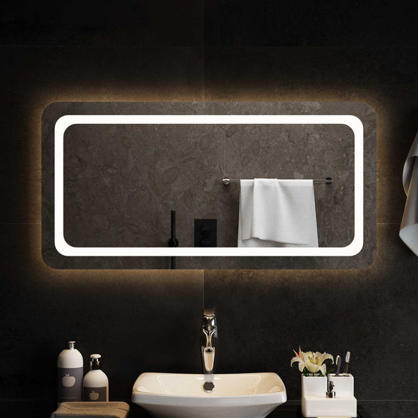 LED kylpyhuonemirror Läpinäkyvä 100 x 50 cm karkaistu lasi