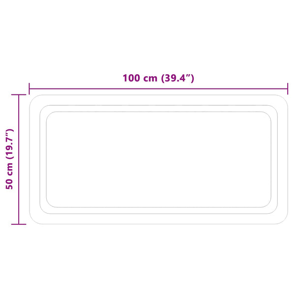 LED kylpyhuonemirror Läpinäkyvä 100 x 50 cm karkaistu lasi