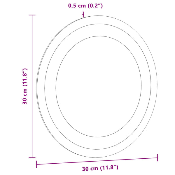 LED kylpyhuonemirror peilillä Läpinäkyvä Ø 30 cm karkaistu lasi