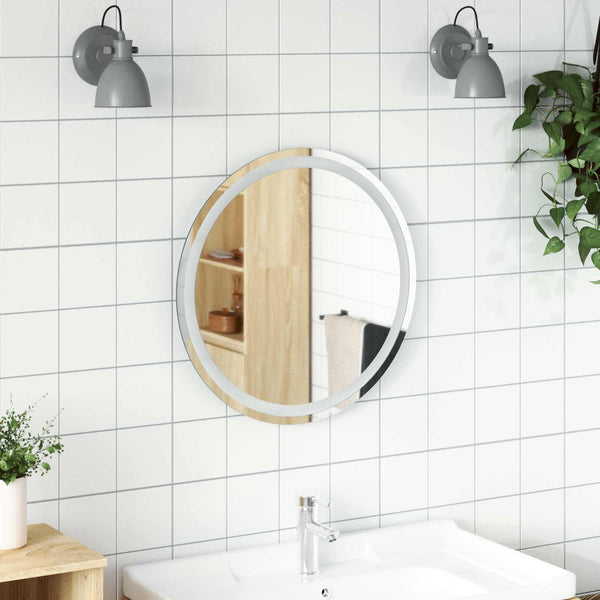 LED kylpyhuonemirror peilillä Läpinäkyvä Ø 60 cm karkaistu lasi