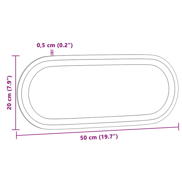 LED kylpyhuonemirror Läpinäkyvä 50 x 20 cm karkaistu lasi