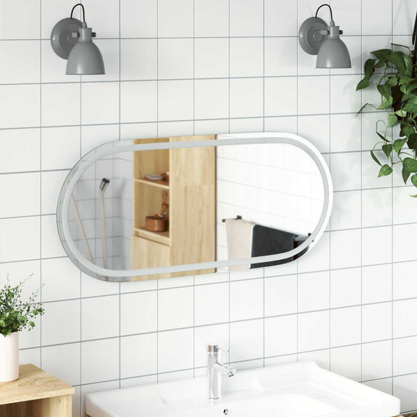 LED kylpyhuonemirror Läpinäkyvä 100 x 45 cm karkaistu lasi