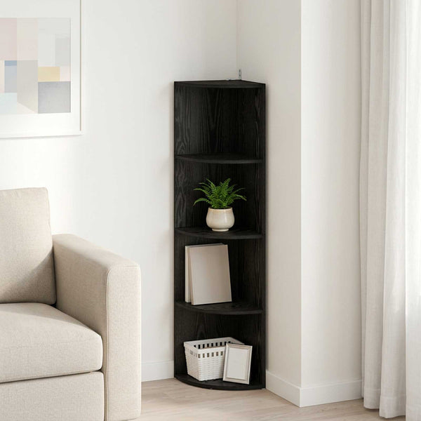 Kulmahylly 4 tasoa 31,5 x 31 x 130 cm Tekninen puu Musta tammi