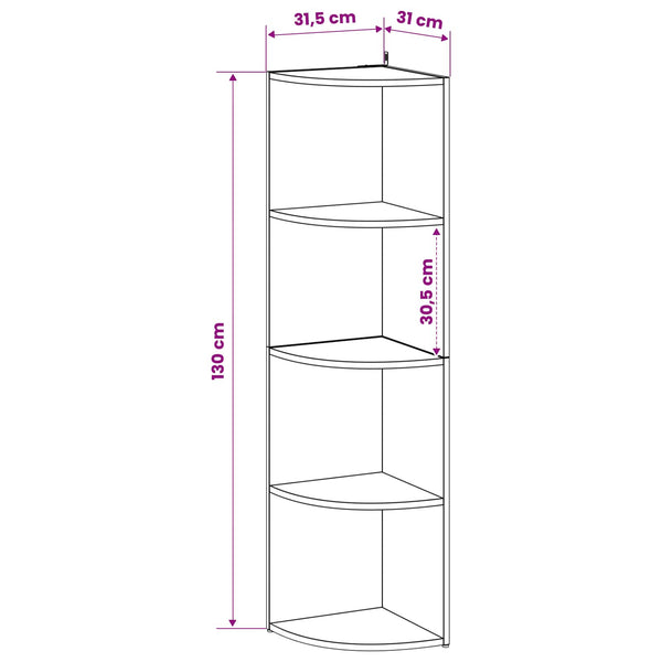 Kulmahylly 4 tasoa 31,5 x 31 x 130 cm Tekninen puu