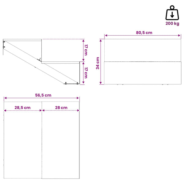 2-askelmaiset puutarhaportaat 80,5 x 56,5 x 34 cm Teräs Musta