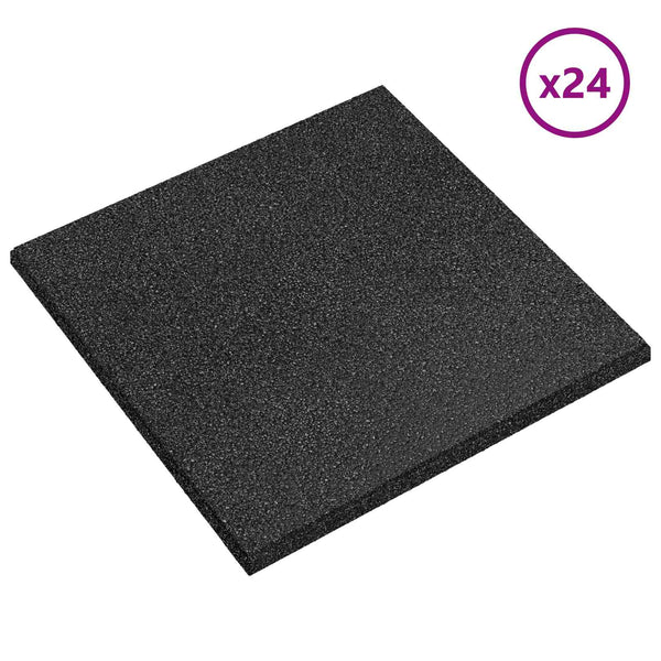 Pudotussuojauslaatat 24 kpl Musta 50 x 50 cm Kumi