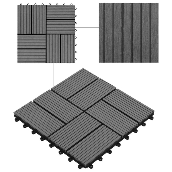 Laudat 22 kpl Harmaa 30 x 30 cm WPC