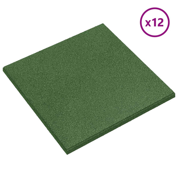 Pudotussuojauslaatat 12 kpl Vihreä 50 x 50 cm Kumi