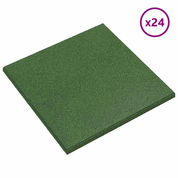Pudotussuojauslaatat 24 kpl Vihreä 50 x 50 cm Kumi