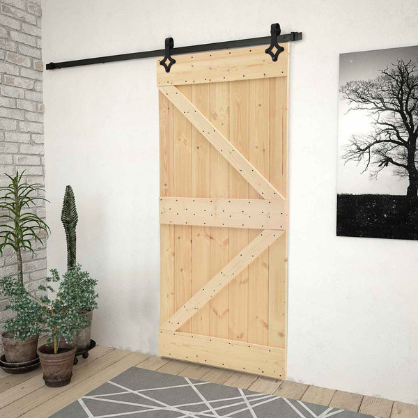 Liukuovi 80 x 210 cm Täysi mänty Luonnollinen ja musta