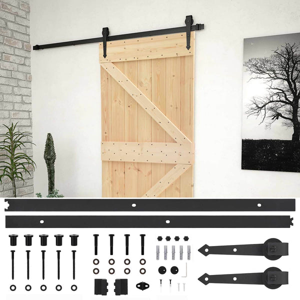 Liukuovi 90 x 210 cm Täysi mänty Luonnollinen ja musta