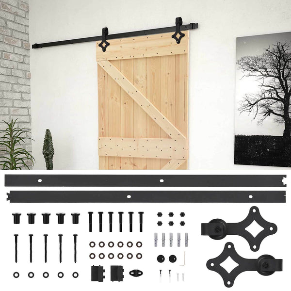 Liukuovi 90 x 210 cm Täysi mänty Luonnollinen ja musta
