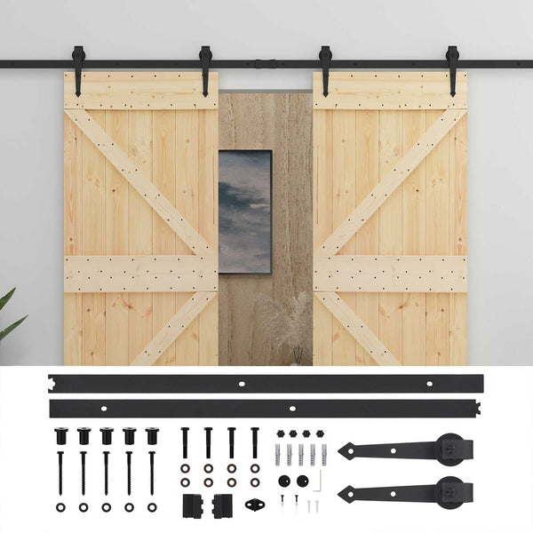 Liukuovi 2 kpl 80 x 210 cm Täysi mänty Luonnollinen ja musta