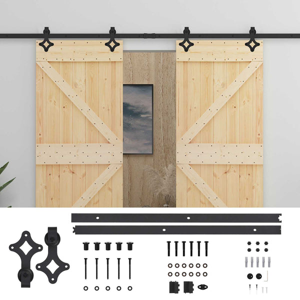 Liukuovi 2 kpl 80 x 210 cm Täysi mänty Luonnollinen ja musta