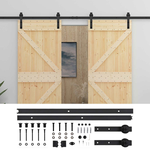 Liukuovi 2 kpl 80 x 210 cm Täysi mänty Luonnollinen ja musta