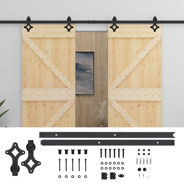 Liukuovi 2 kpl 90 x 210 cm Täysi mänty Luonnollinen ja musta