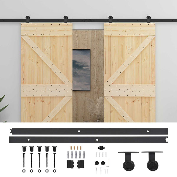 Liukuovi 2 kpl 100 x 210 cm Täysi mänty Luonnollinen ja musta