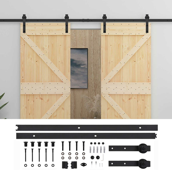 Liukuovi 2 kpl 100 x 210 cm Täysi mänty Luonnollinen ja musta