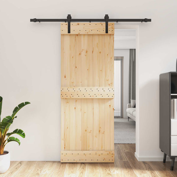 Liukuovi Luonnollinen ja musta 80 x 210 cm Massiivinen mänty