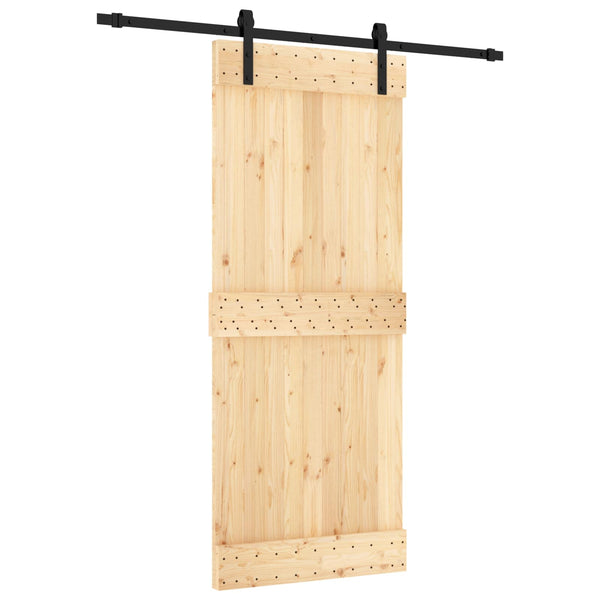 Liukuovi Luonnollinen ja musta 85 x 210 cm Massiivinen mänty
