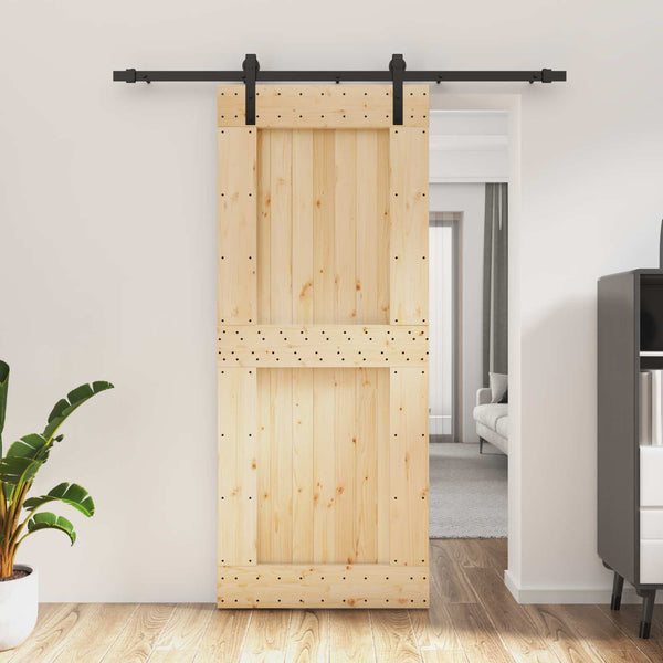 Liukuovi Luonnollinen ja musta 85 x 210 cm Massiivinen mänty