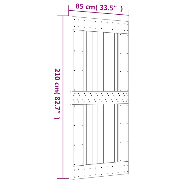 Liukuovi Luonnollinen ja musta 85 x 210 cm Massiivinen mänty
