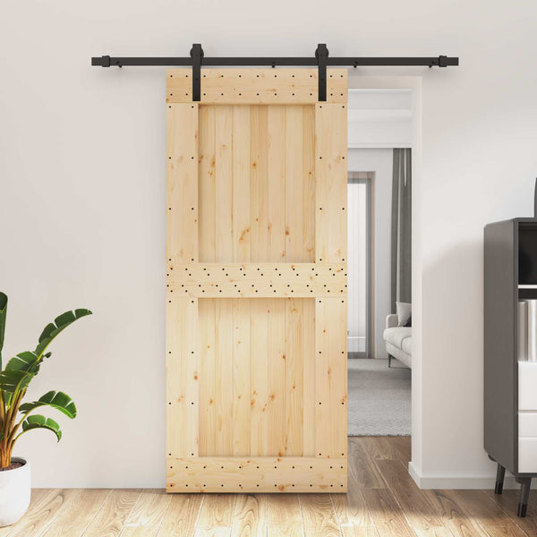 Liukuovi Luonnollinen ja musta 90 x 210 cm Massiivinen mänty
