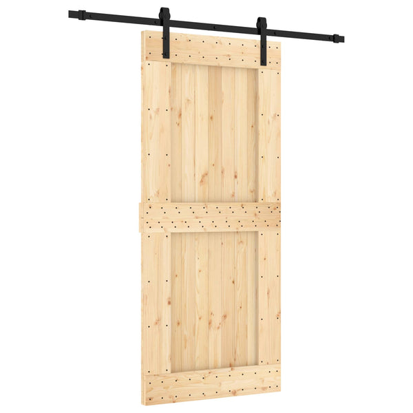 Liukuovi Luonnollinen ja musta 90 x 210 cm Massiivinen mänty