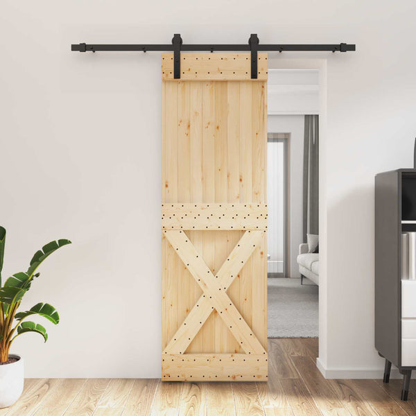 Liukuovi Luonnollinen ja musta 70 x 210 cm Massiivinen mänty