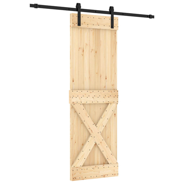 Liukuovi Luonnollinen ja musta 70 x 210 cm Massiivinen mänty