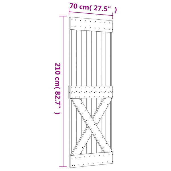 Liukuovi Luonnollinen ja musta 70 x 210 cm Massiivinen mänty