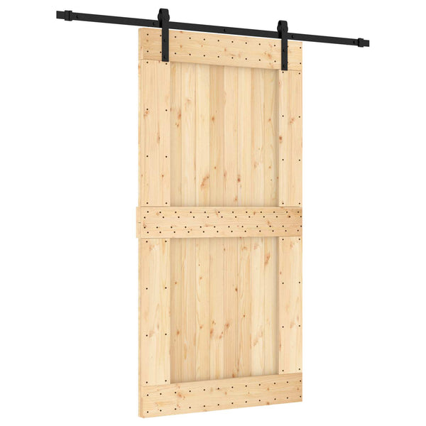 Liukuovi Luonnollinen ja musta 100 x 210 cm Massiivinen mänty