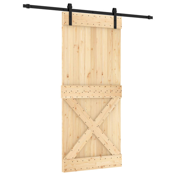 Liukuovi 90 x 210 cm Massiivinen mänty (käsittelemätön)